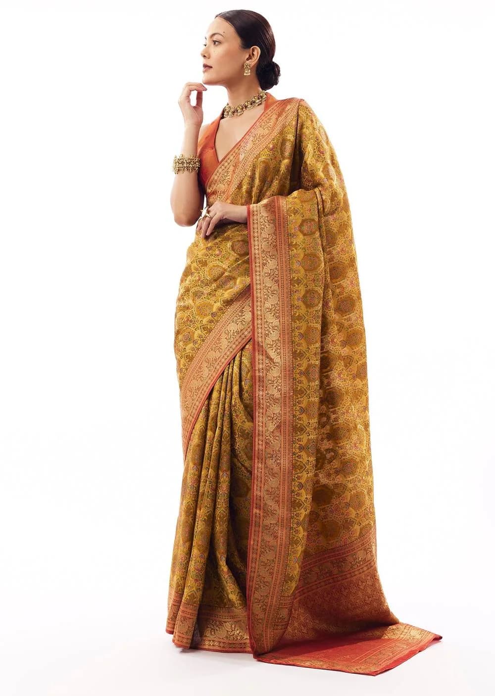 Mustard Ikkat Saree