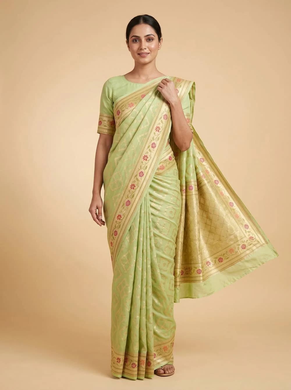 Pista Green Organza Saree